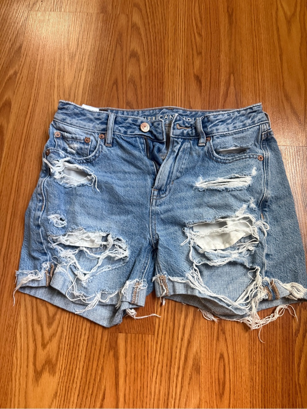 American Eagle Outfitters Distressed Light Blue Denim Cutoff Shorts